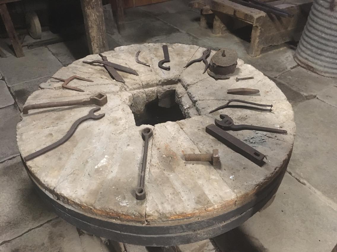 Tools on millstone in Mullins Mill, Kells, Kilkenny.